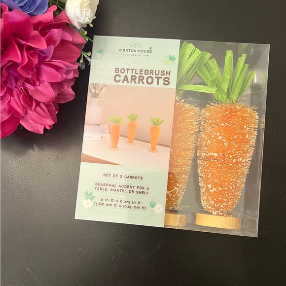 Kirkton House Other - Kirkton House NIB NEW Easter Decor Orange Carrot Bottle Brush “Tree” Pack Of 3